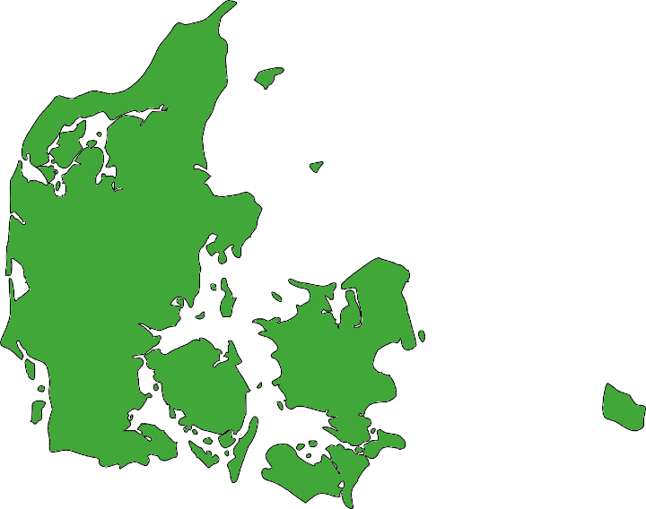 Danmarkskort med grøn baggrund